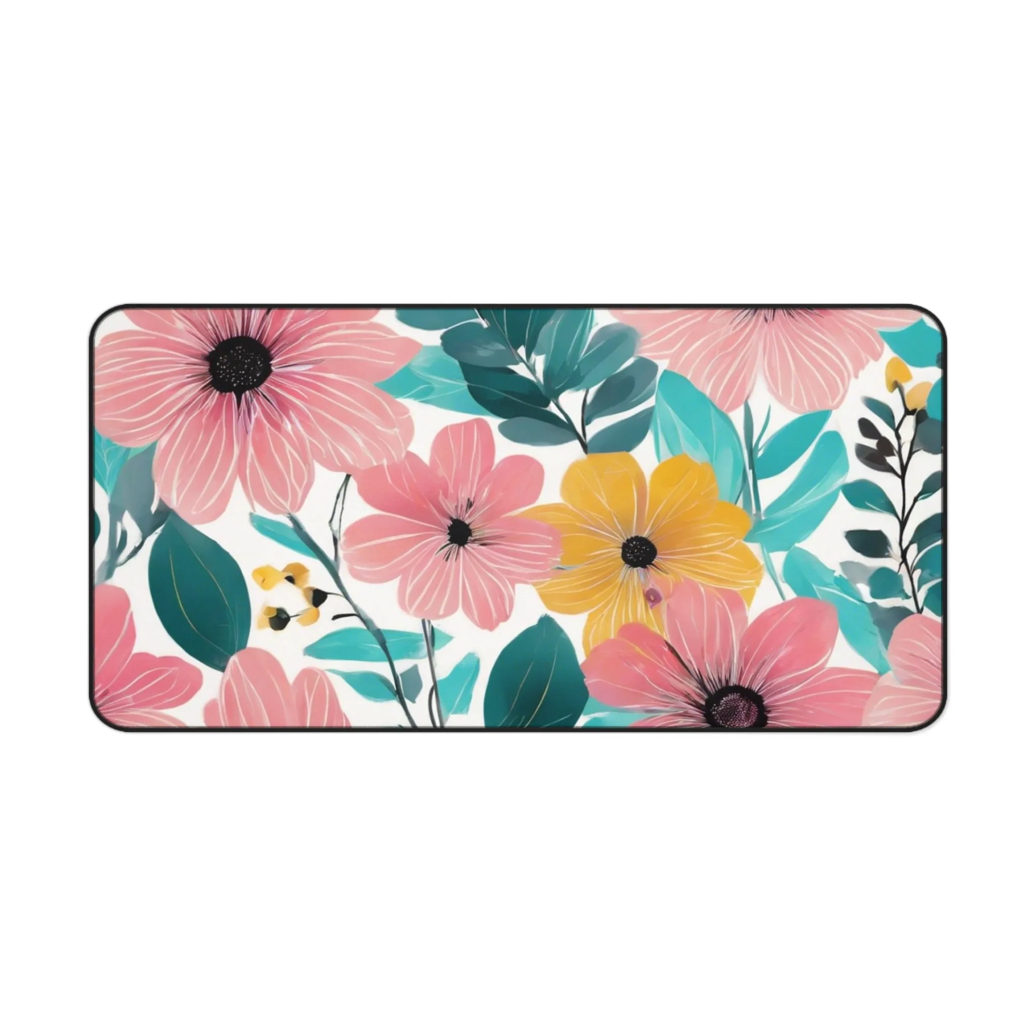 Boho Pink Floral Desk Mat