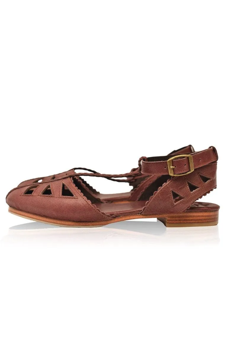 Bounty T-strap Leather Sandals in White