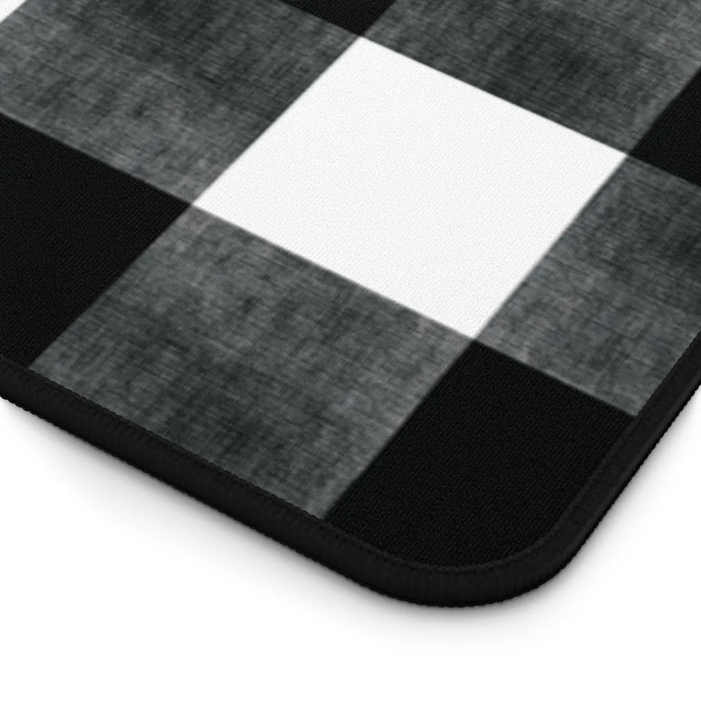 Buffalo Check Desk Mat in Black, White and Gray Mouse Desk and Keyboard Pad