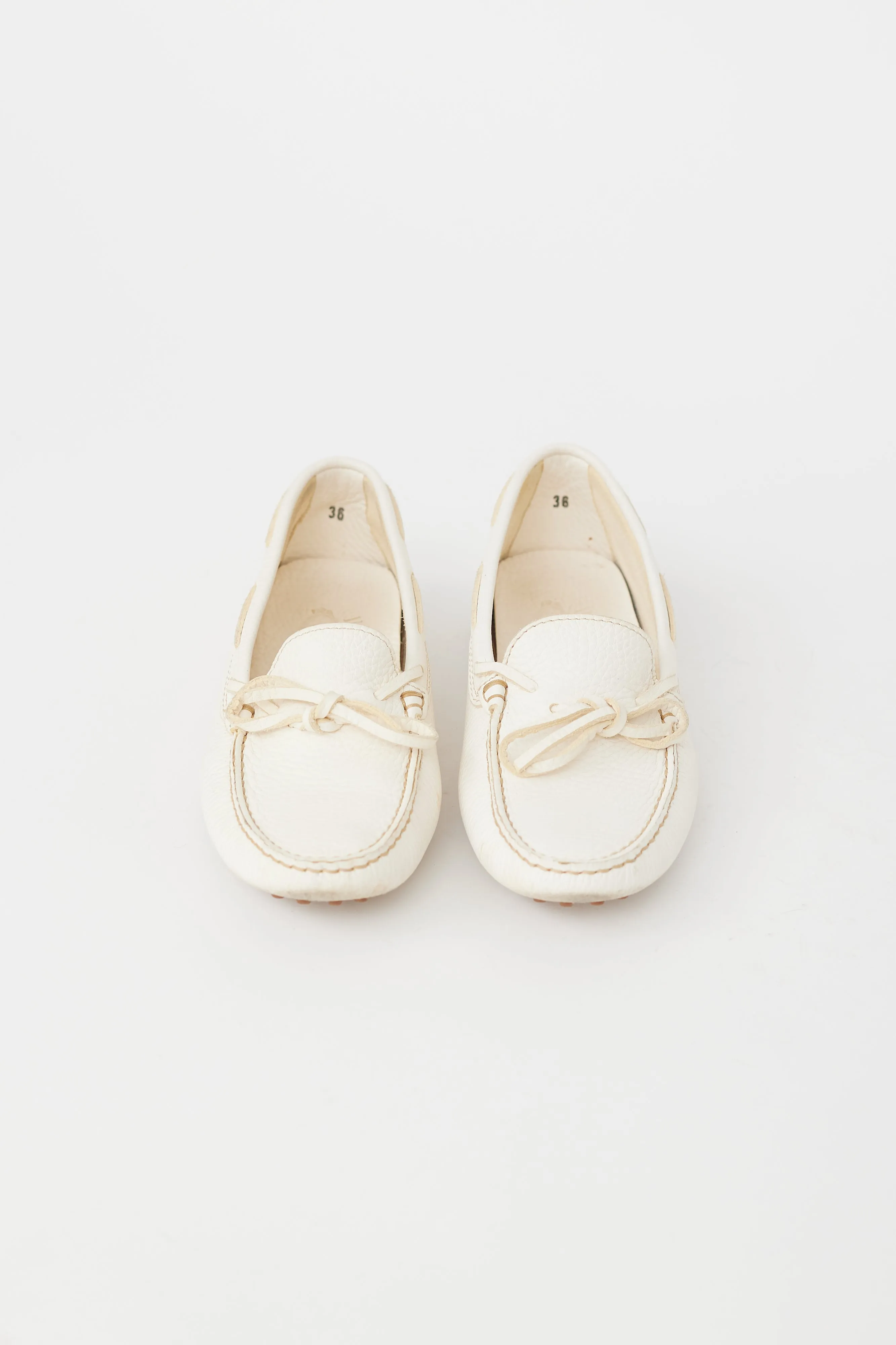 Cream Leather Driving Loafer