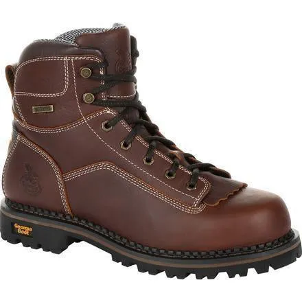 Georgia Men's Amp LT Low-Heel Logger 6" Waterproof Work Boot - Brown - GB00270
