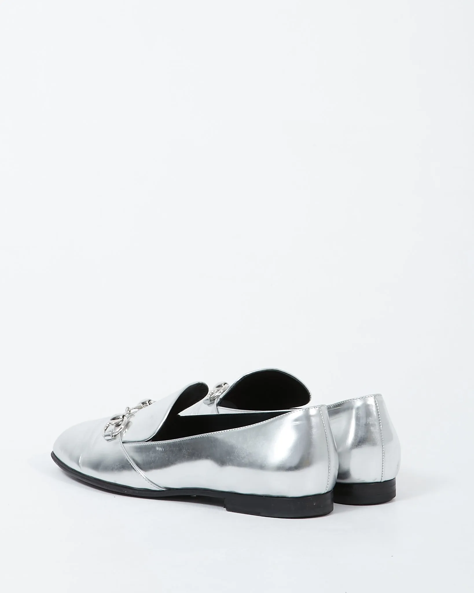Gucci Silver Metallic Horsebit Loafer - 38