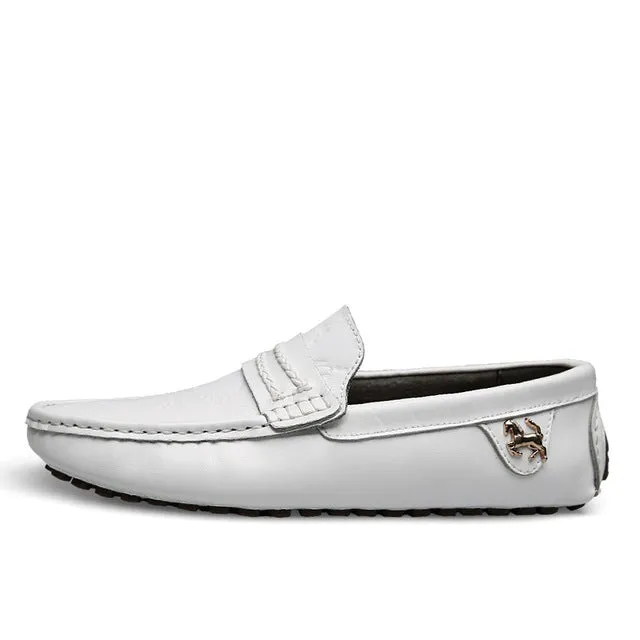 High Quality Genuine Leather Men Shoes Soft Moccasins Loafers Fashion Brand Men Flats Lightweight Comfy Driving Shoes Big Size
