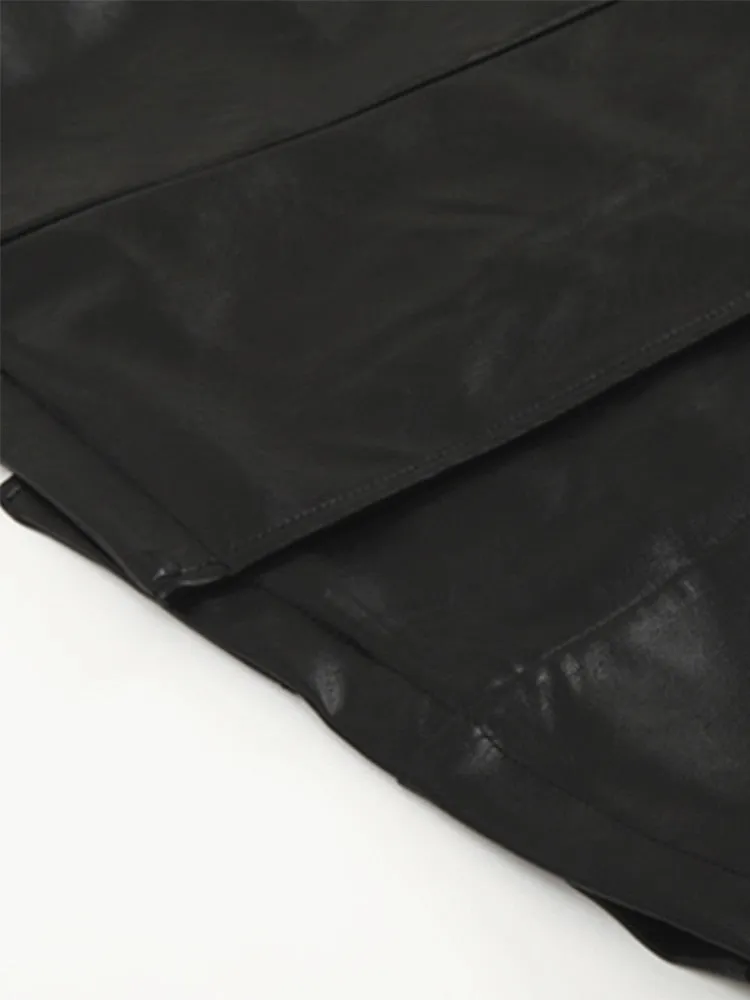 Long Faux Leather Trench Coat