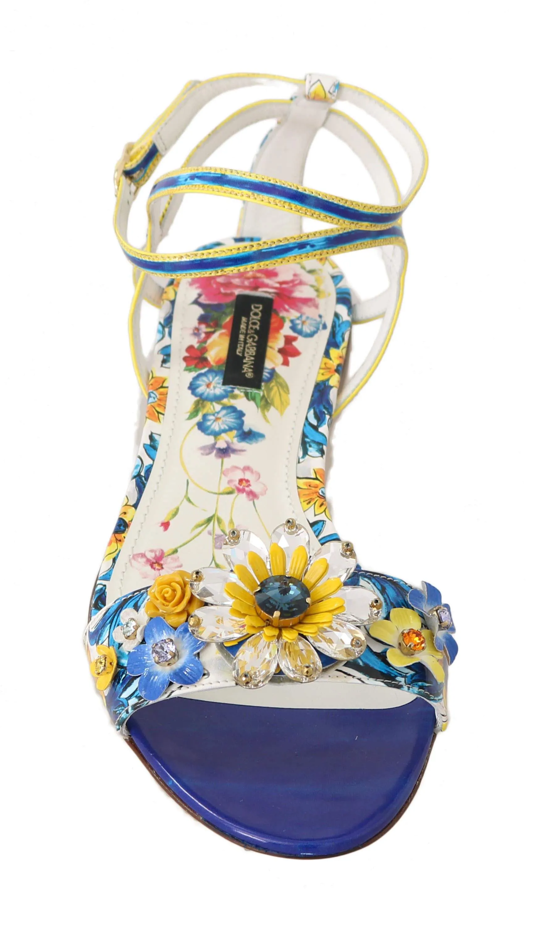 Majolica Floral Crystal Flat Sandals