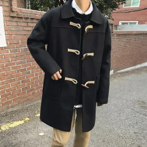 Men's Fashion Buckle Woolen Overcoat