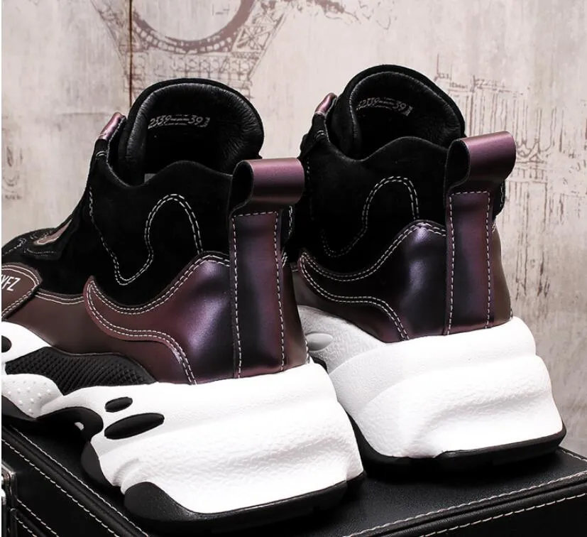 New Men Casual Shoes Lac-Up Men Shoes Winter Fashion Female Clunky Sneaker Casual Platform High Heel Dad Shoes 39-43