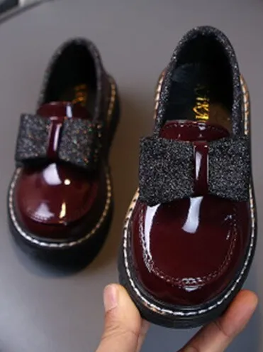 Sparkle Bow Patent Vegan Leather Loafers By Liv and Mia