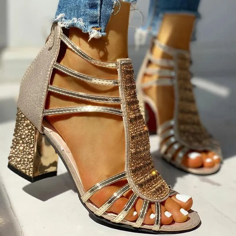 Studded Multi-Strap Chunky Sandals