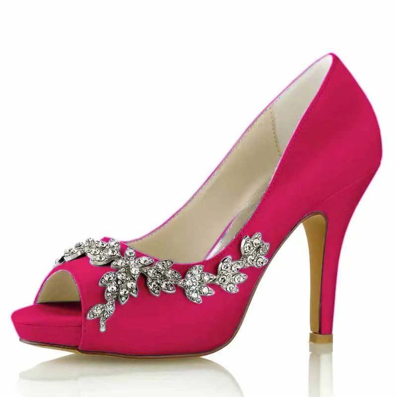 Wedding Heels Platform Stiletto Shoes Peep Toe Pumps 3.94 inch Heels for Dress