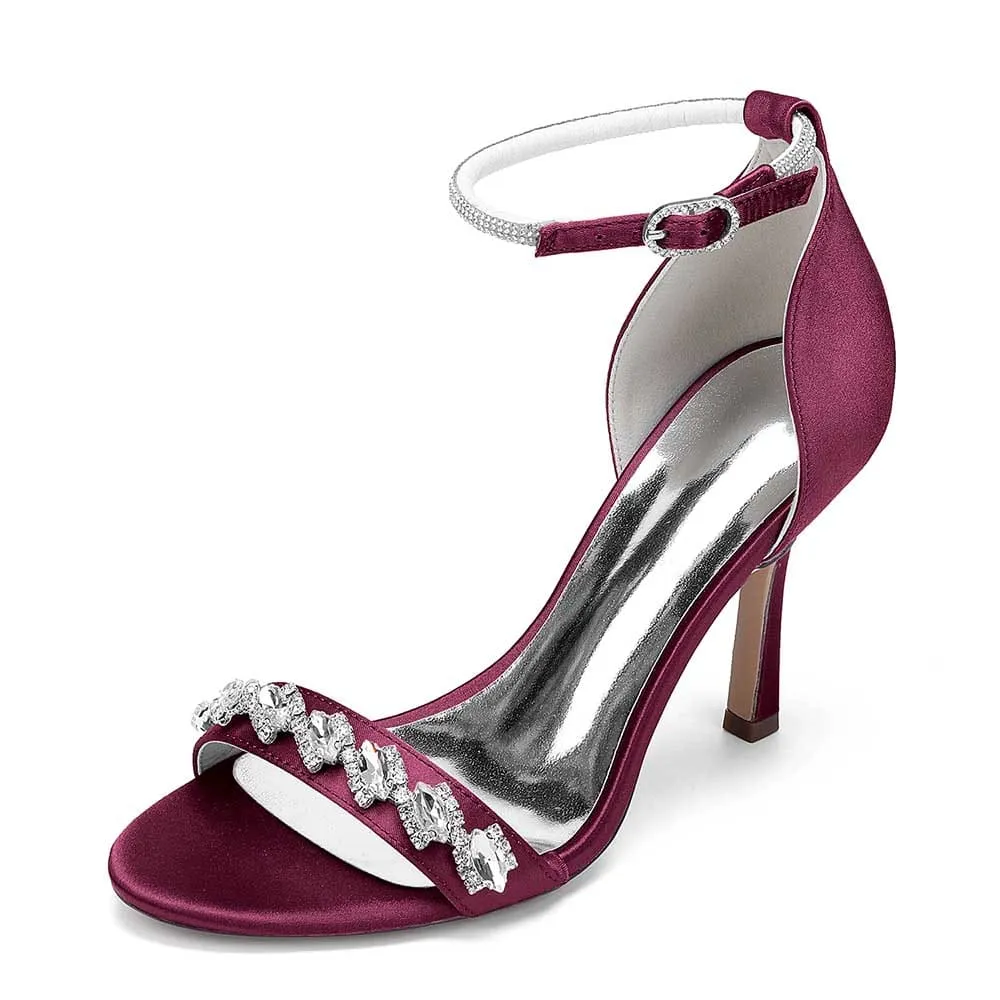 Women Ankle Straps Heels Wedding Shoes Hand-Made Bridal Pump Prom Heels