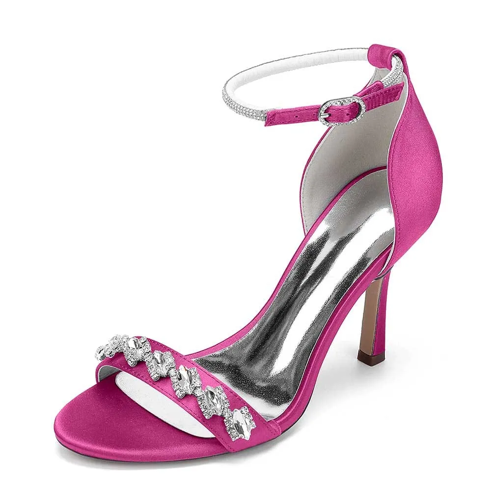 Women Ankle Straps Heels Wedding Shoes Hand-Made Bridal Pump Prom Heels