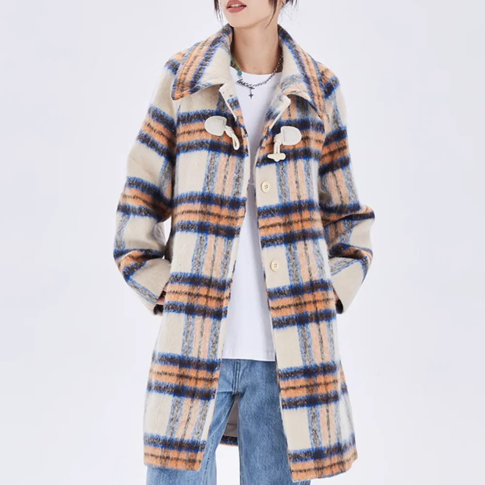 Women's Check Single-breasted Wool Coat