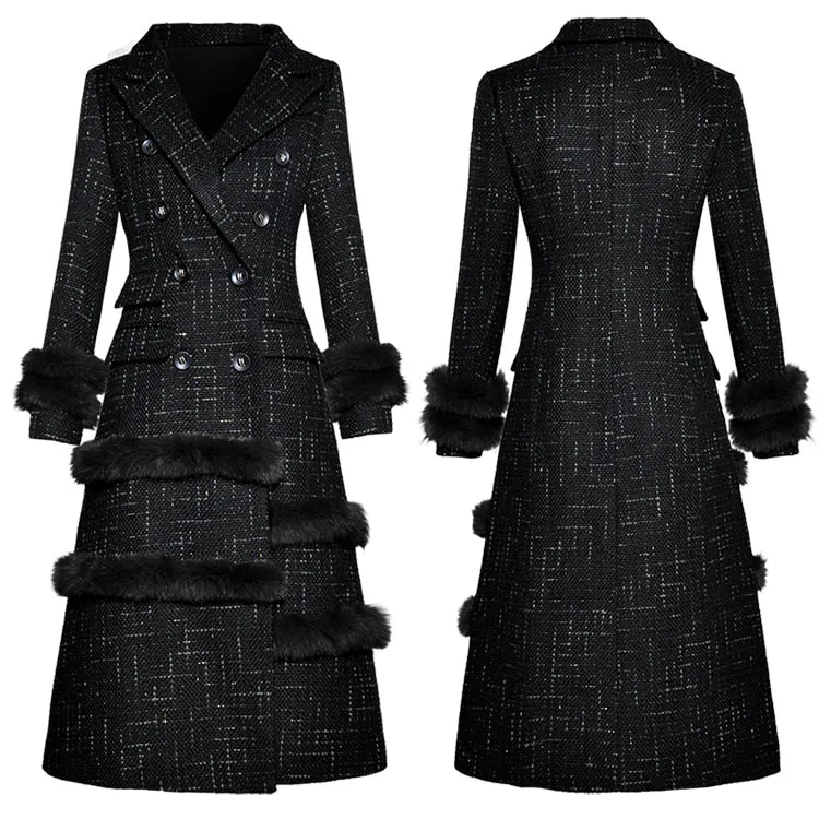 Women's Slim Rabbit fur Double Breasted Jacket