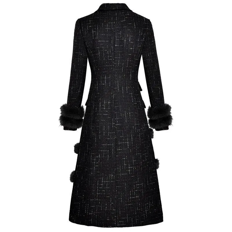 Women's Slim Rabbit fur Double Breasted Jacket
