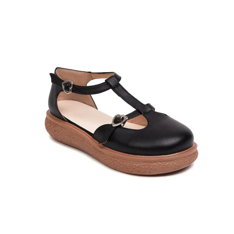 Women's's Lolita Round Toe T Strap Flat Sandals
