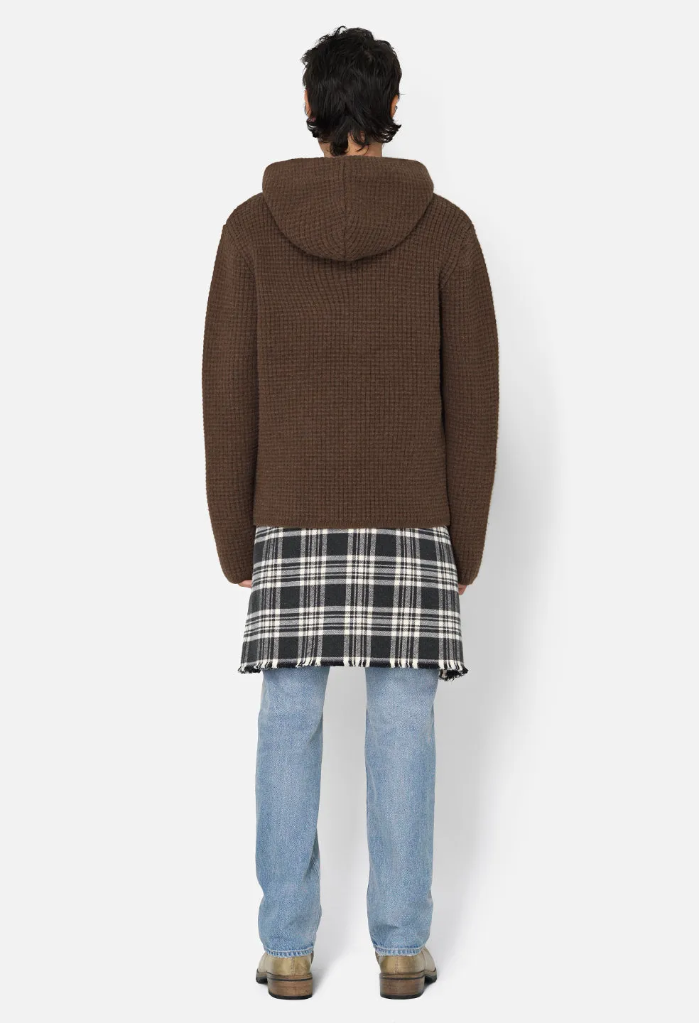 Wool Waffle Knit Poncho / Espresso